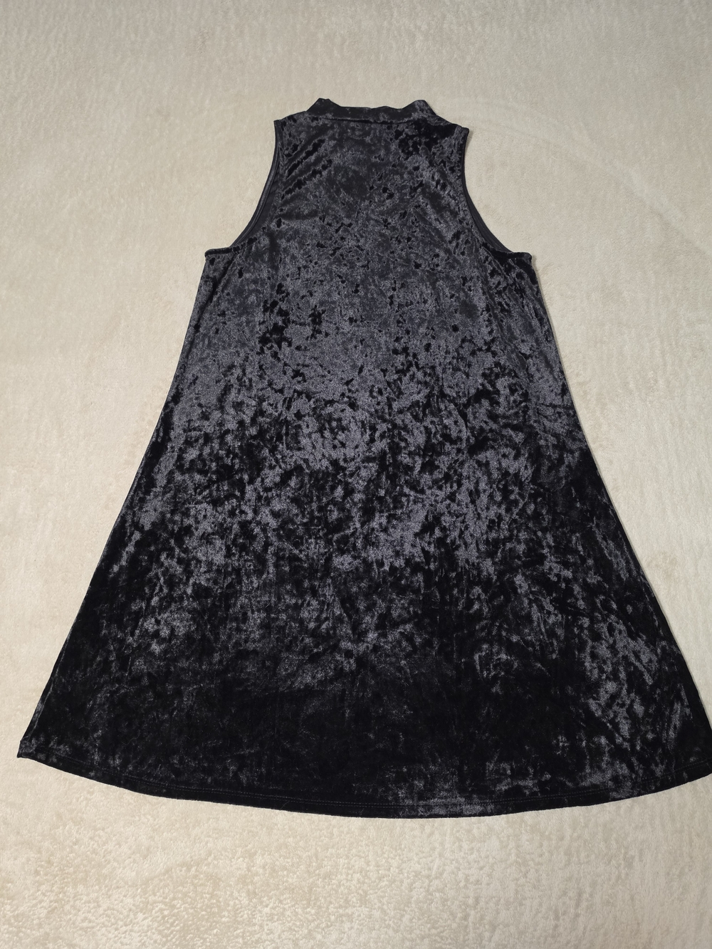 Mudd Classic Retro Style Black Crushed Velvet Asymmetrical Dress Size:L - Picture 2 of 8